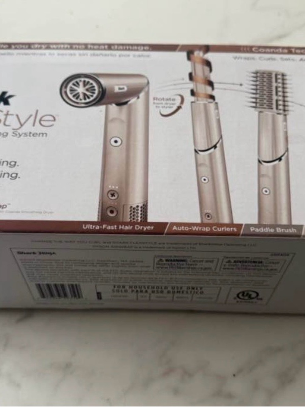 Styling Set - Rose Gold Women Hair Tools: Dryer, Auto-Wrap Curler & Paddle Brush